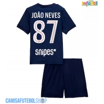 Camisa de time de futebol Paris Saint-Germain Joao Neves #87 Replicas 1º Equipamento Infantil 2025-26 Manga Curta (+ Calças curtas)